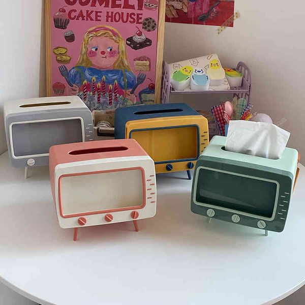 GIANTEX ins Cute TV Tissue Box Multi Fuction Portacellulare Candy Kitchen Color Storage Rack Adorable Home Desk Decoration 210326
