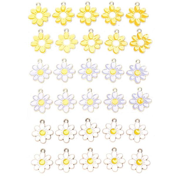 

charms 10pcs 20*23mmenamel daisy flower for necklaces pendants earrings diy colorful mini handmade jewelry finding making, Bronze;silver