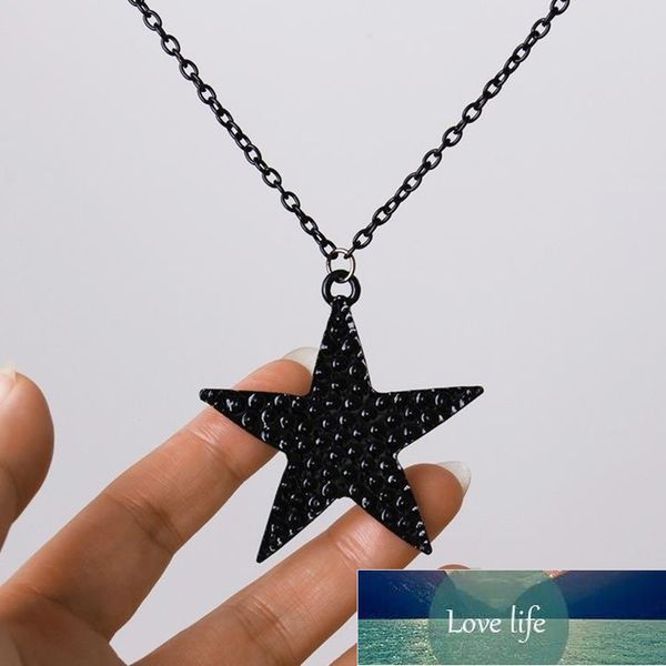 

korean trend black pentagram pendant necklace women's fashion sweater long necklace wedding party jewelry gifts, Silver