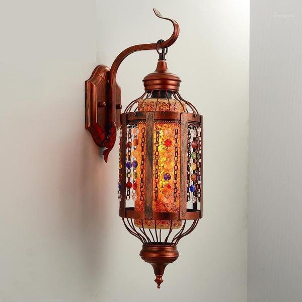 

wall lamp southeast asia vintage lights hand color glass iron club el led sconce modern classical features lighting1