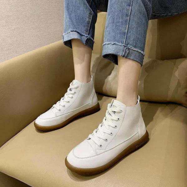 

boots short women's 2021 autumn and winter british style handsome casual soft sole ladies small leather shoes, Black