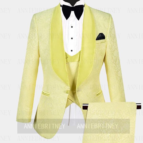 

men's suits & blazers (jacket+pants) handsome jacquard slim fit 2 piece groom tuexdos for wedding formal prom suit party evening blazer, White;black