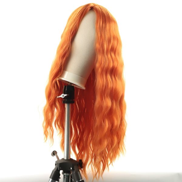 

cosplay hair long water wave orange synthetic wig for women, Black