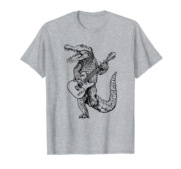 

seembo alligator playing guitar guitarist musician fun band t-shirt, White;black