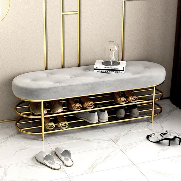 

customized luxury shoe stool with 2 tiers rack shelf sofa seat cushion entrance door cabinet bench storage clothing & wardrobe