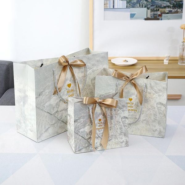 Confezioni regalo Creative Mini Grey Marmo Bag Box per la festa Baby Shower Carta Scatole di cioccolatini Confezione / Bomboniere Caramelle