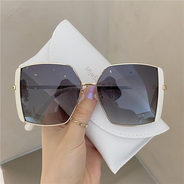 

sunglasses onevan oversized women 2021 luxury square for retro metal gradient mirror glasses, White;black
