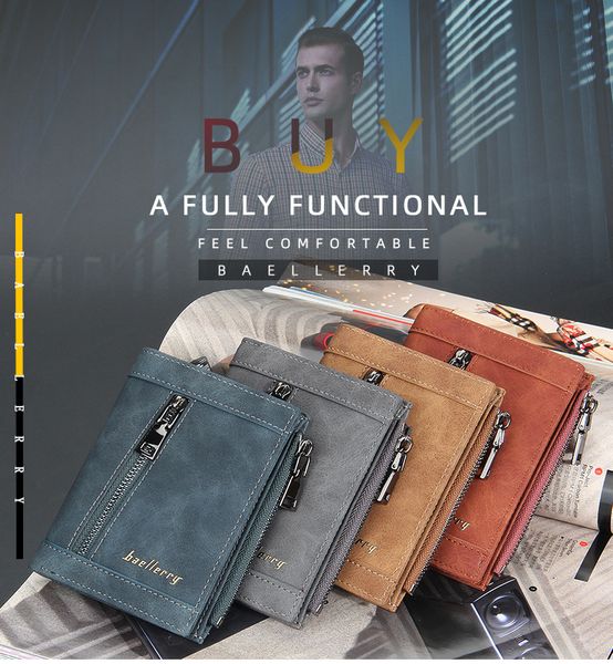 

youth vertical short money clips fashion retro double zipper secret grid bill holder p slot change slots card coin purse multi-card simplici, Black