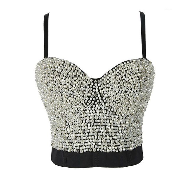 

women party bodice corsets and bustiers acrylic pearl beading brassiere short gorset white cropped rework bustier &, Black;white