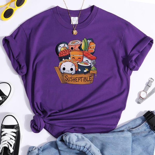 

women's t-shirt kawaii delicious sushi babys style print women t shirt summer fashion tee shirts loose soft female, White