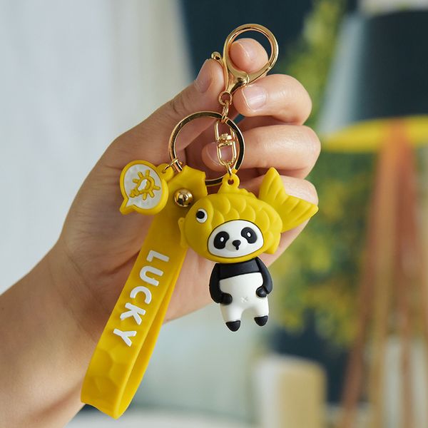 

2021 fashion keychain korean cute doll cat fork fish roast cartoon pig female creative gift key ring bag pendant, Slivery;golden
