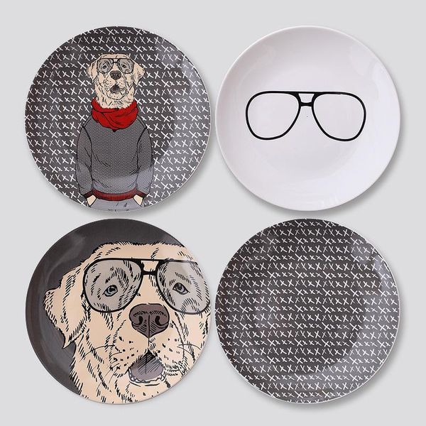 

decorative objects & figurines nordic simple cartoon dog wall decoration ceramic plate hanging background