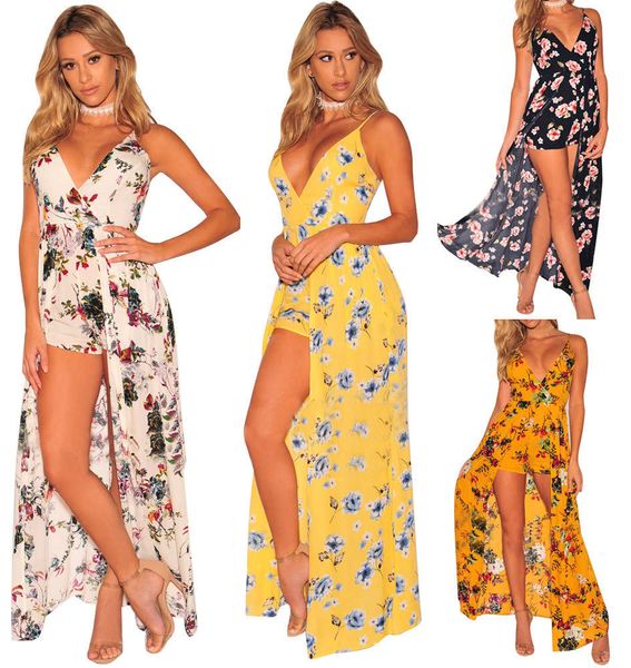 

2020 standard fashion digital printing women's jumpsuit, White