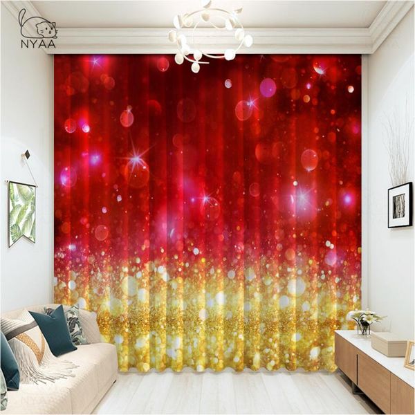

red glitter vintage lights curtains for christmas room children yellow curtain decoration bedroom girl micro shading & drapes