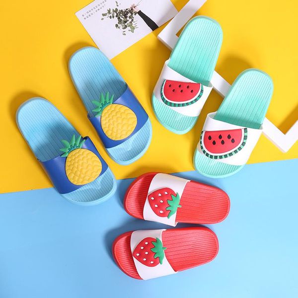 

slipper summer casual girls boys slippers non slip beach swimming children flip flops cute cartoon fruit baby eur size 24-37, Black;grey