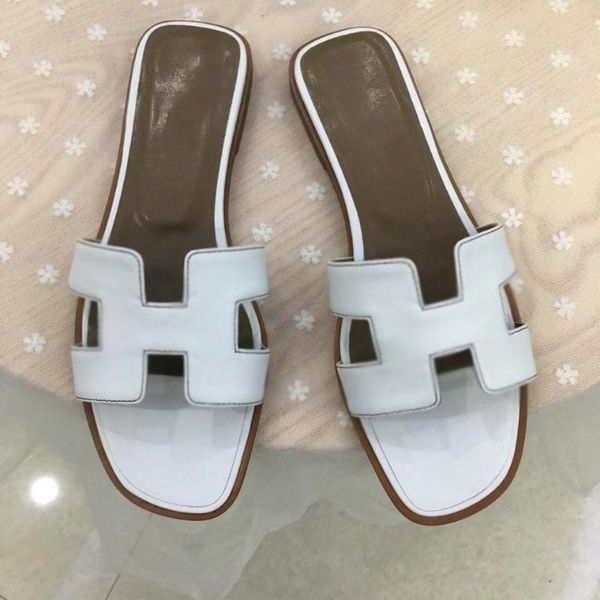 

slippers women's sandals 2021 summer shoes real leather luxury designer, Black