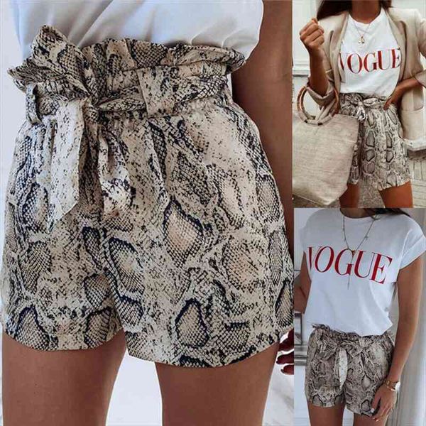 

womens fashion summer high waist snake shorts casual beach lady shorts, White;black