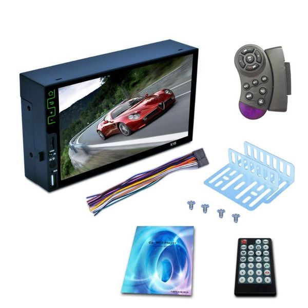 

car video 7" mp5 player 2 din touch screen usb tf aux-in fm rds radio stereo audio support rear view camera