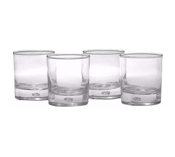 

old fashioned whiskey drinking glasses , clear heavy base with air bubble design in glass, 10 ounce wine