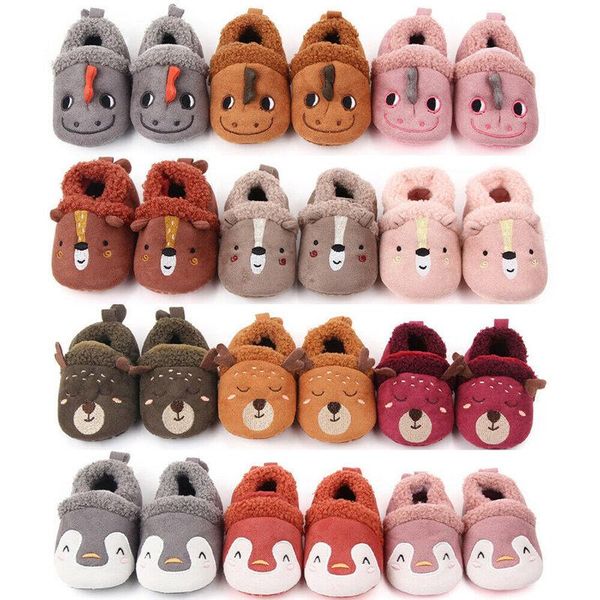 

first walkers 2021 baby animals shoes infant girls boys winter booties toddler non-slip warm crib soft sole plush xmas prewalker