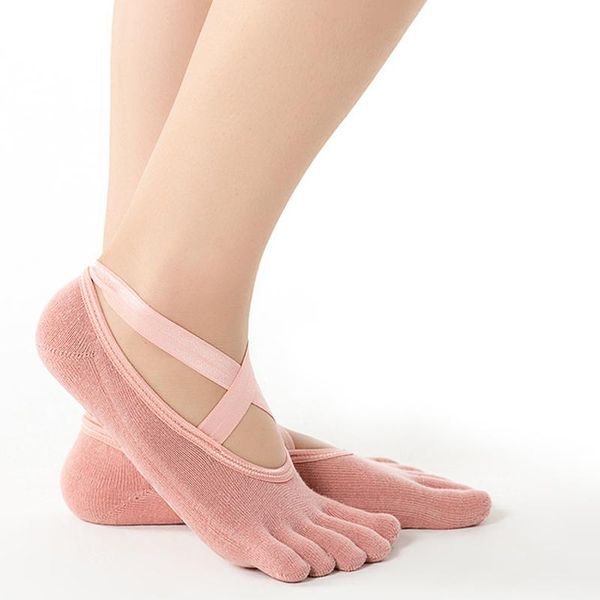 

pairs women pilates yoga anti-slip socks backless silicone non-slip ladies breathable ballet dance gym sports, Black
