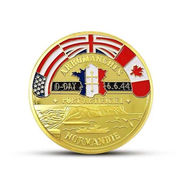 

20pcs non magnetic crafts 1944 the great war arromanches normandy operation overlord military gold plated challenge coin original collection