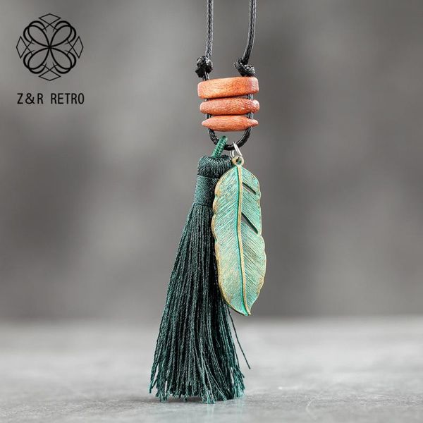 

charming wood necklaces vintage tassels long pendant women jewelry ethnic decoration trendy suspension for friends presents, Silver