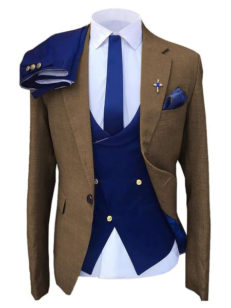 

men's suits & blazers solovedress suit brown slim casual three-piece wedding party outing customization, White;black