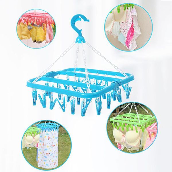 

hangers & racks multifunctional drying rack sock holder 32 clips portable socks cloth hanger clothespin wardrobe storage
