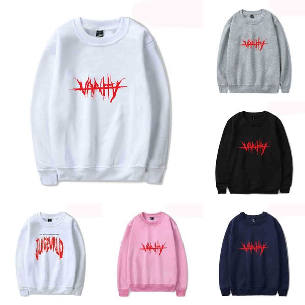 

2021 spring and autumn juice wrld printed loose round neck sweater, Black