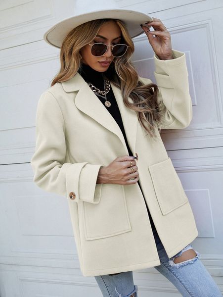 

lapel neck pocket patched overcoat t0vu#, Black