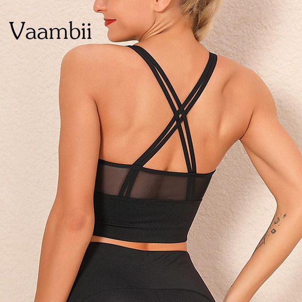 

yoga outfit woman seamless criss cross sports for fitness women mesh open back bra female double strap with cups women's sportwear