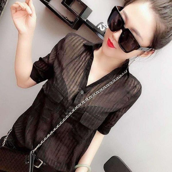 

women's blouses & shirts 2021 summer v-neck thin white shirt blouse