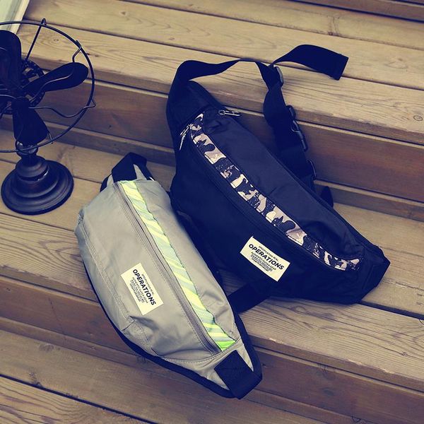 

waist bags operations street trend men's messenger bag sports fitness stitching pattern oxford spinning chest riding
