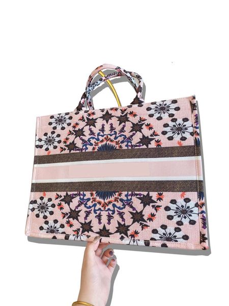 

2021 pink star embroidery brand classic shopping bag handbag