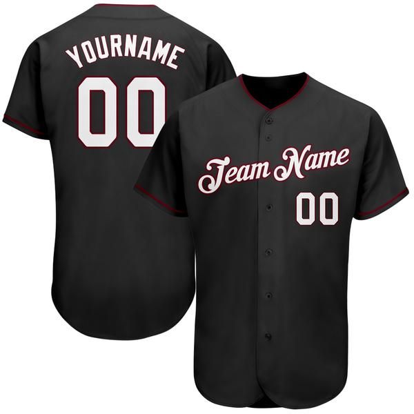

custom black white-crimson authentic baseball jersey, Blue;black