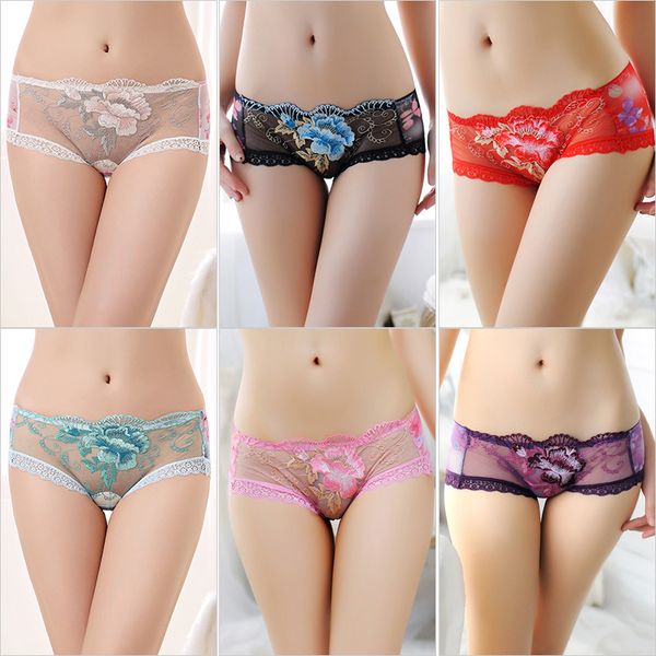 

esibibi women's underwear t-pants big peony embroidered boxers t187, Black;white