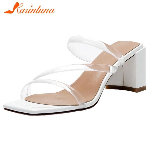 

dress shoes karin ins arrival slip on summer pumps casual brand women open toe transparent leisure woman, Black