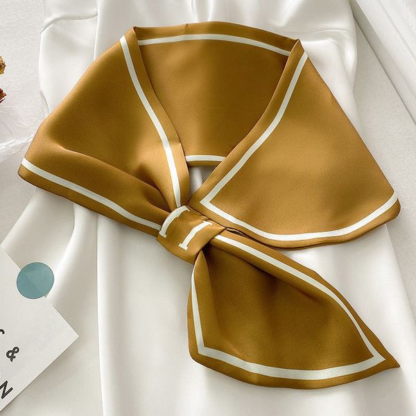 

european and american trend 2021 classic lazy silk scarf south korea neck scarf woman small strip temperament all-match suit summer thin cla, Blue;gray