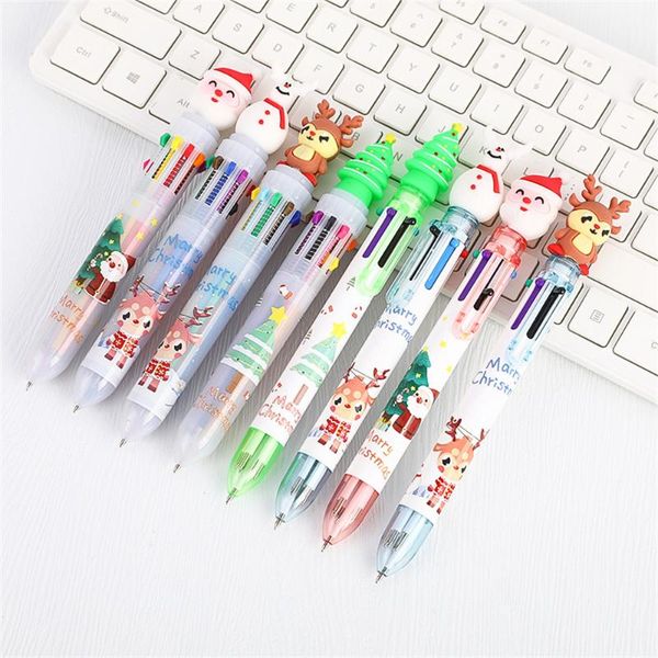 

ballpoint pens 6/10 colors cute cartoon christmas pen oil for student multi color 0.5mm handwriting, Blue;orange