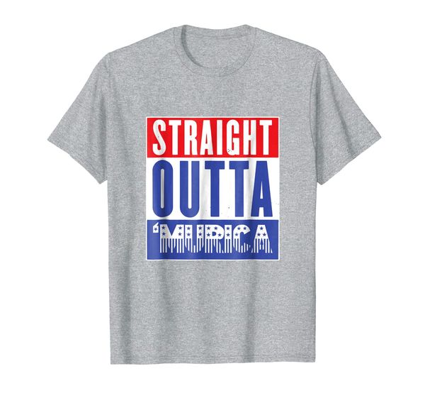 

straight outta 'murica usa patriot tee - 4th of july tshirt, White;black