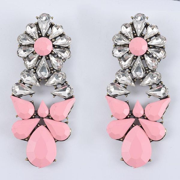 

stud ppg&pgg pink yellow acrylic beautiful statement earrings glass bead big long earring for women, Golden;silver