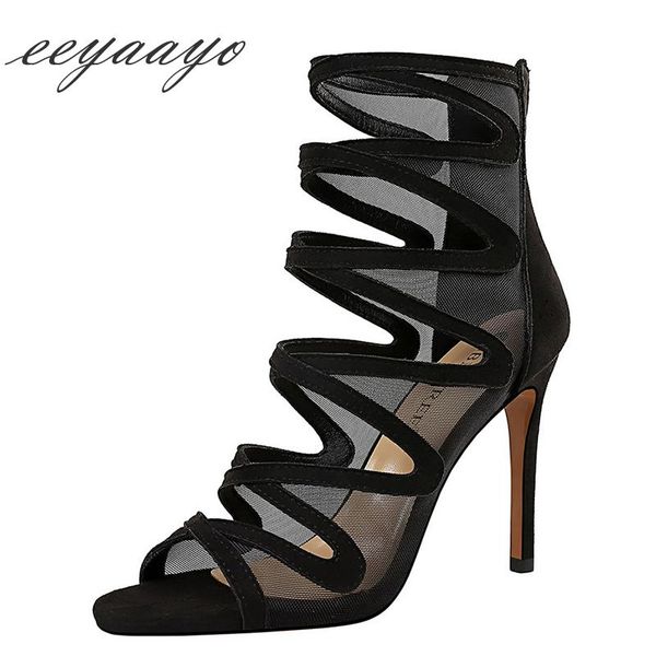 

summer women sandals high thin heel pointed toe solid fashion shoes black ladies heels