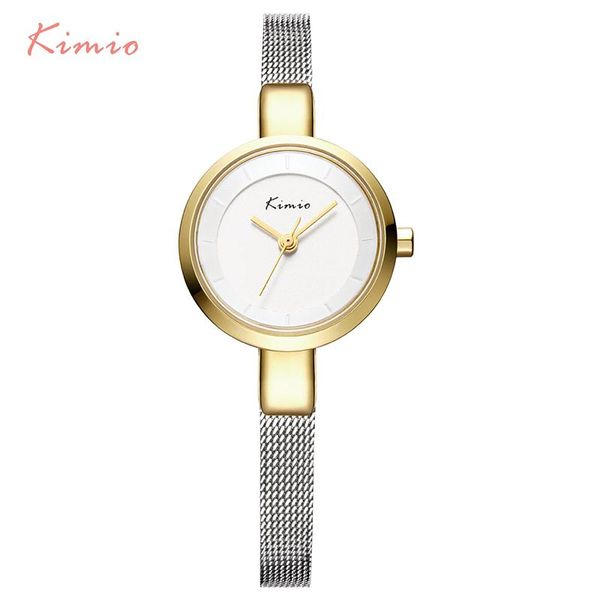 

wristwatches kimio women's bracelet watch stainless steel fine mesh quartz watches women ladies dress wristwatch with gift box reloje m, Slivery;brown