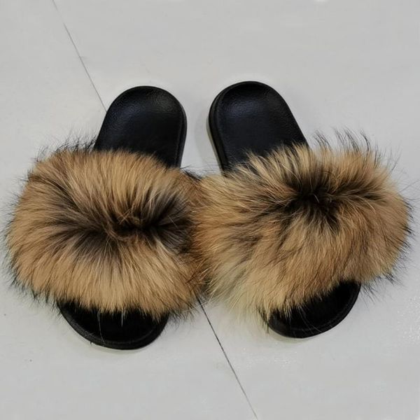 

slippers women shoes summer flats sweet fur slides real mixed color party beach ladies drop, Black