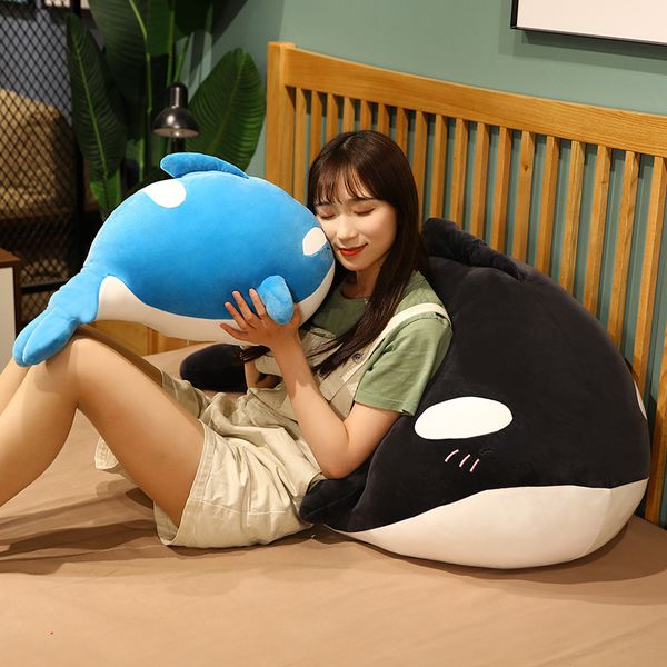 

60cm Cute Whale Plush Toy Stuffed Sea Animals Soft Plushie Blue Black Whale Shark Toy Huggable Pillow Kids Girls Gift Decor