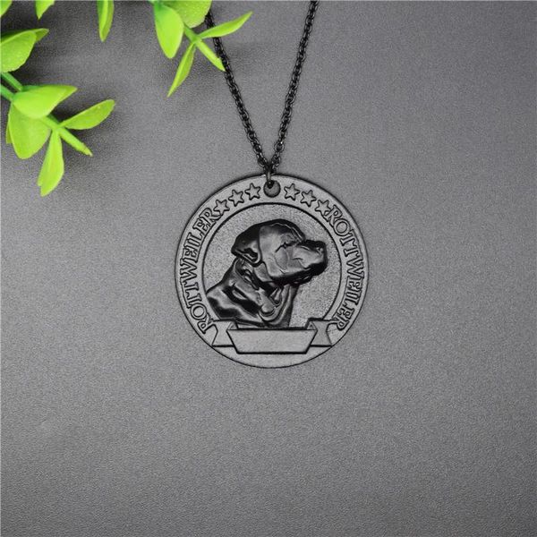 

pendant necklaces vintage rottweiler medal necklace retro style metal women jewellery dog, Silver