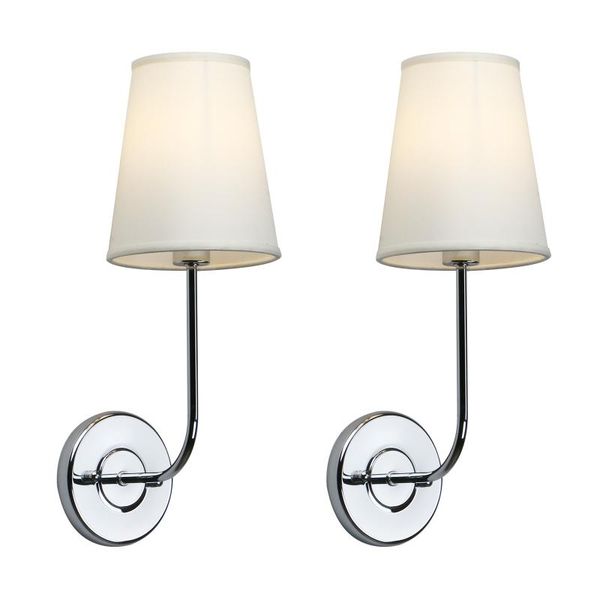 

permo set of 2 rustic wall sconce with beige fabric shade not pure white, suitable dining room, bedroom, reading room,kitchen lamp