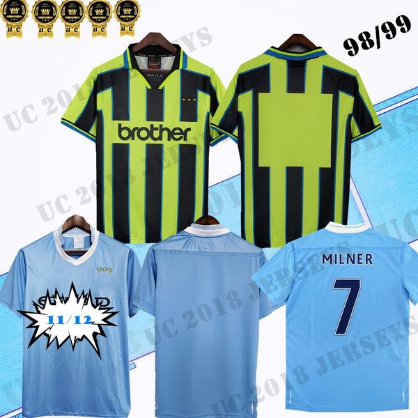 

1998 1999 2011 2012 dickov kun agÃ¼ero city home away shirt retro soccer jerseys lee crooks goater vaughan dzeko kompany 98 99 11 12 classic, Black;yellow