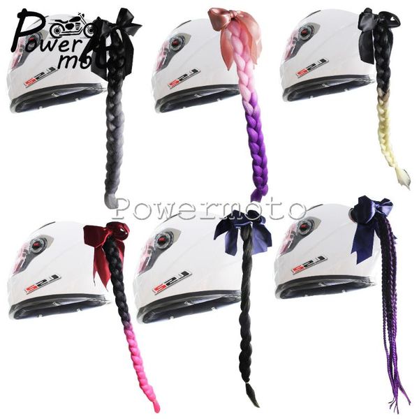 

motorcycle helmets multi-color helmet gradient twist braids pigtails dirty ponytail punk style decoration motocross off road